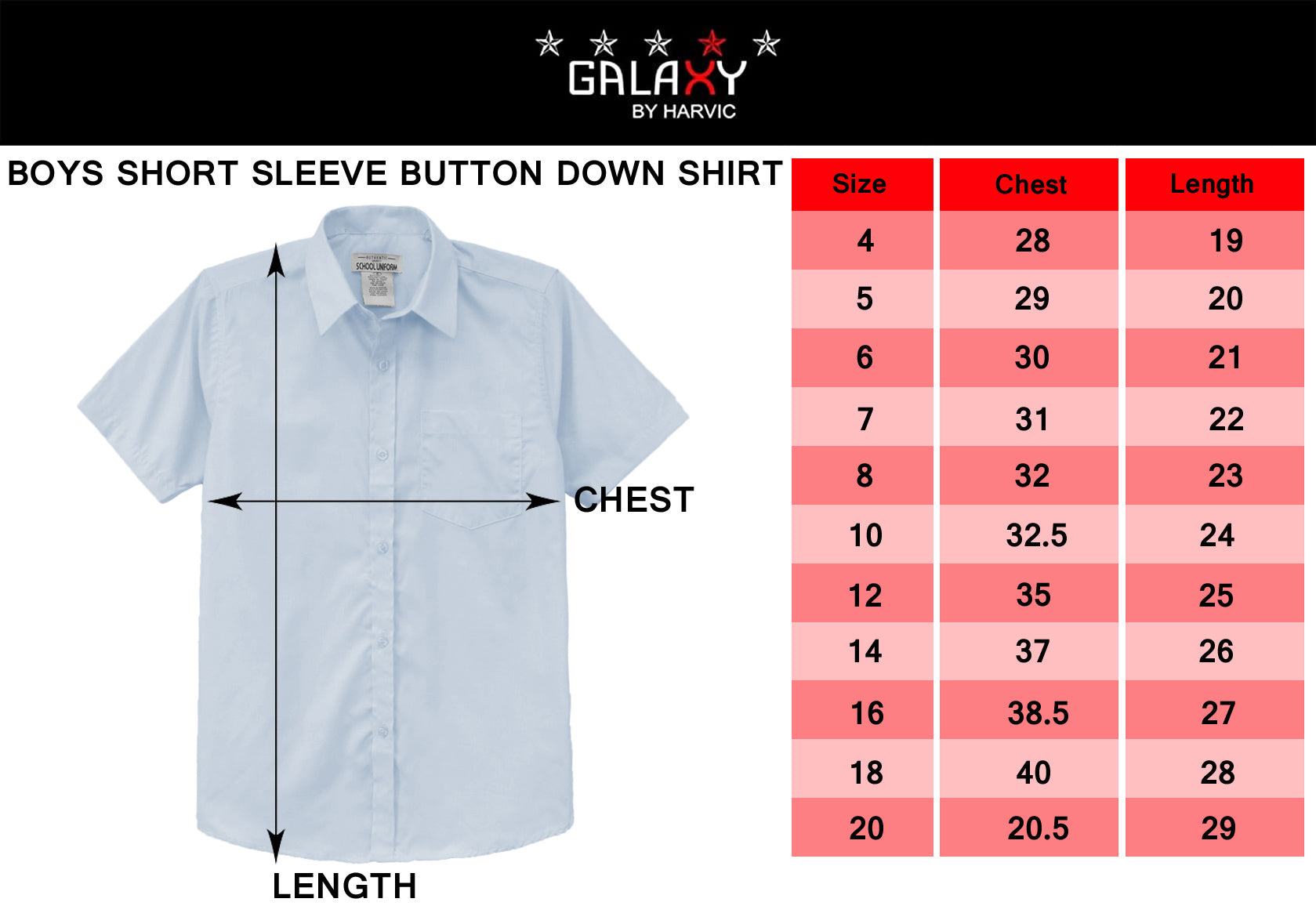 Galaxy Boys 4-20 Short Sleeve Button Down Dress Shirt (Regular and Hus S&D Kids Galaxy Boys 4-20 Short Sleeve Button Down Dress Shirt (Regular and Hus S&D Kids