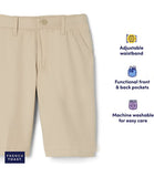 French Toast Mens Flat Front Performance Stretch Short