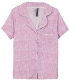 Jaclyn Intimates Short Sleeve Notch Collar Pajama Set