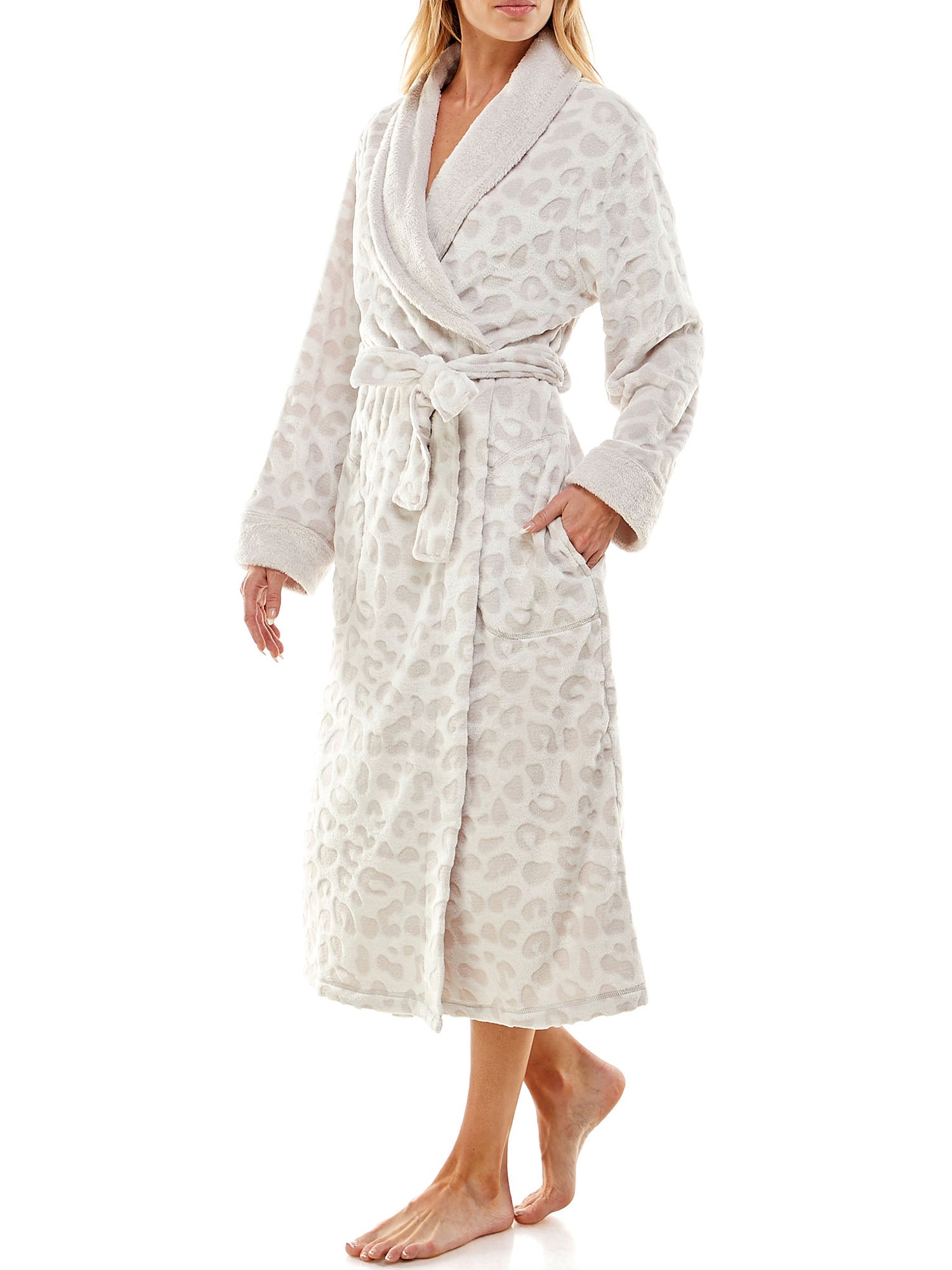 Jaclyn Intimates Womens Long Sleeve Ankle Length Shawl Collar Belted Robe