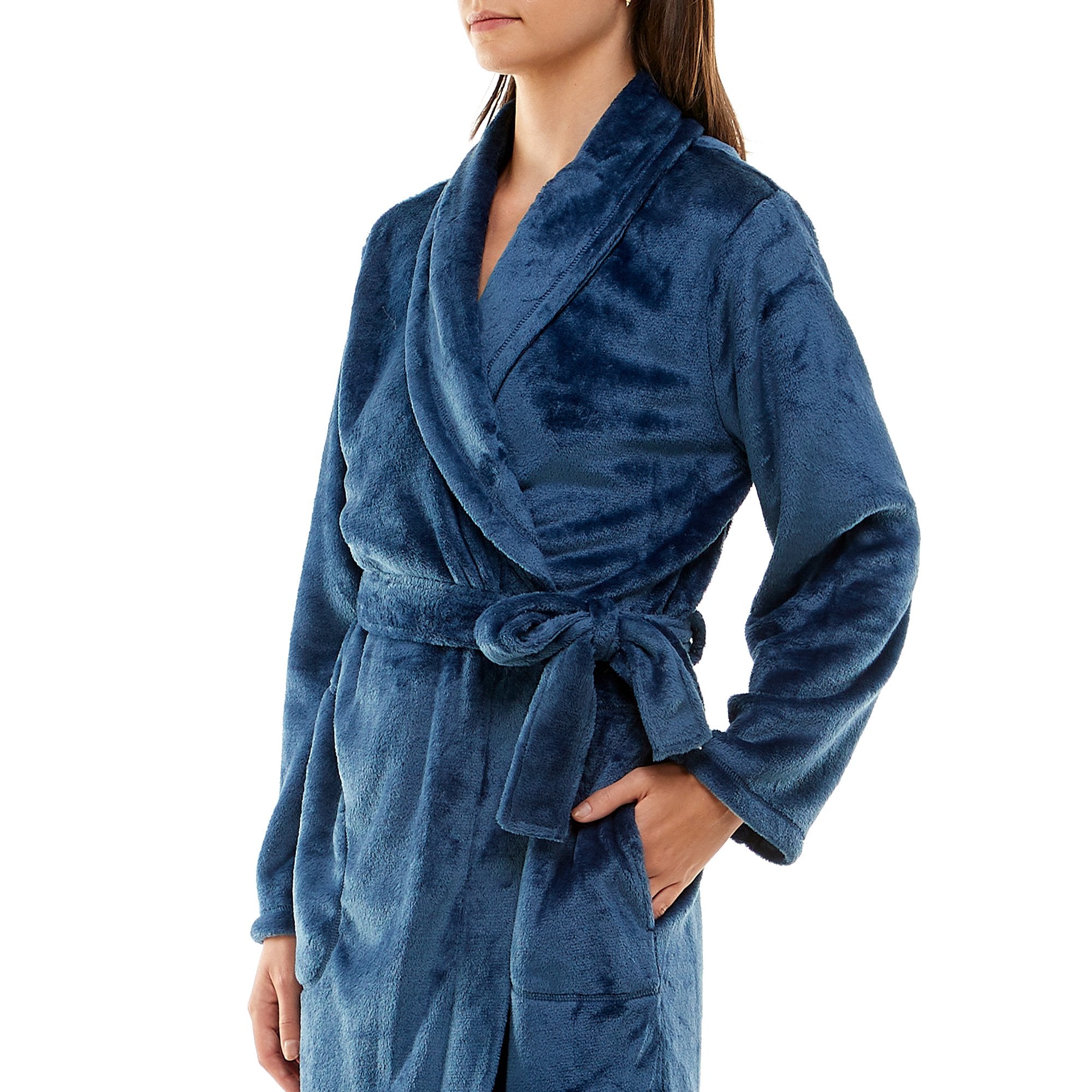 Jaclyn Intimates Womens Long Sleeve Ankle Length Shawl Collar Belted Robe