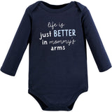 Hudson Baby 3 Pack Long Sleeve Sanp Closure 100% Cotton Bodysuit