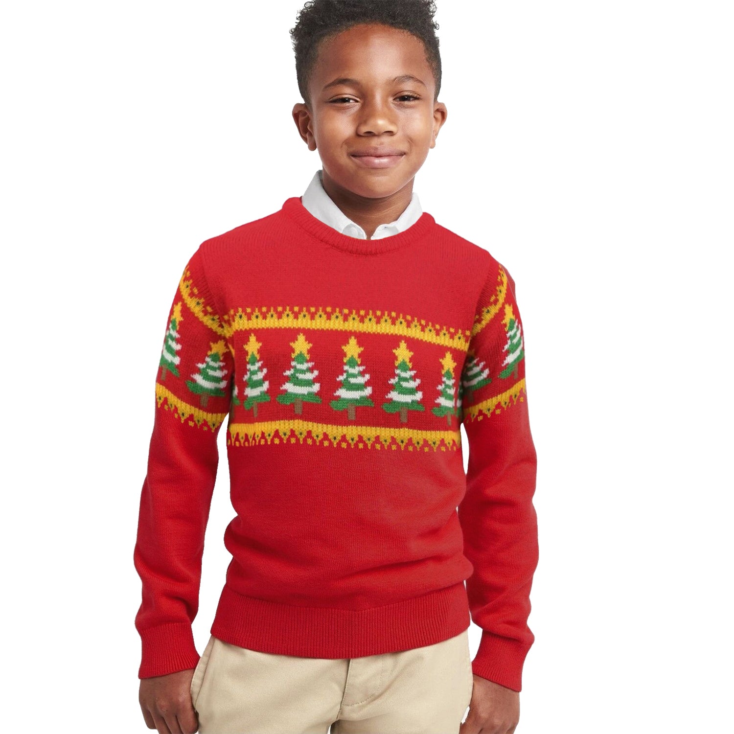 Kimu Boys 2-18 Fairisle Print Sweater