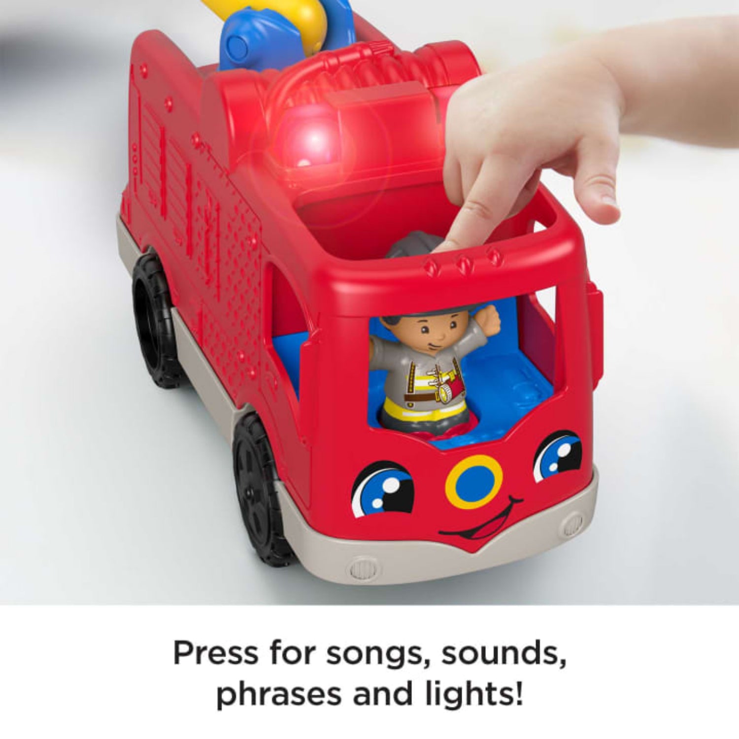 Fisher-Price Little People Fire Truck Toy with Lights and Sounds, 2 Firefighter Figures