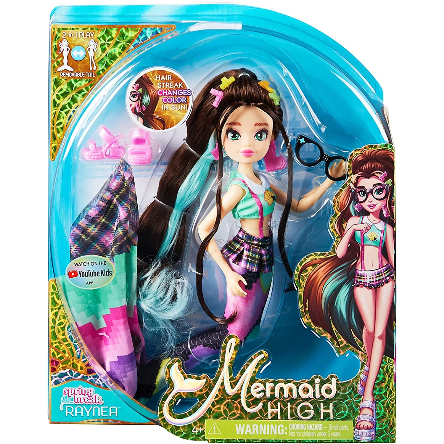 Spin Master MERMAID HIGH, Spring Break Raynea Mermaid Doll & Accessories with Removable Tail