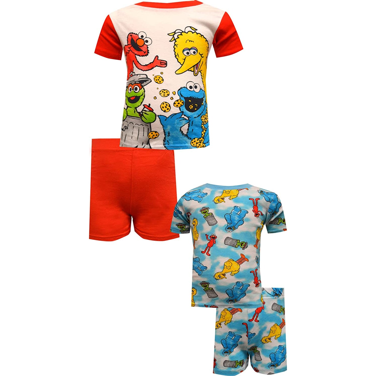 Sesame Street Boys 2T-4T 4-Piece Cotton Pajama Set