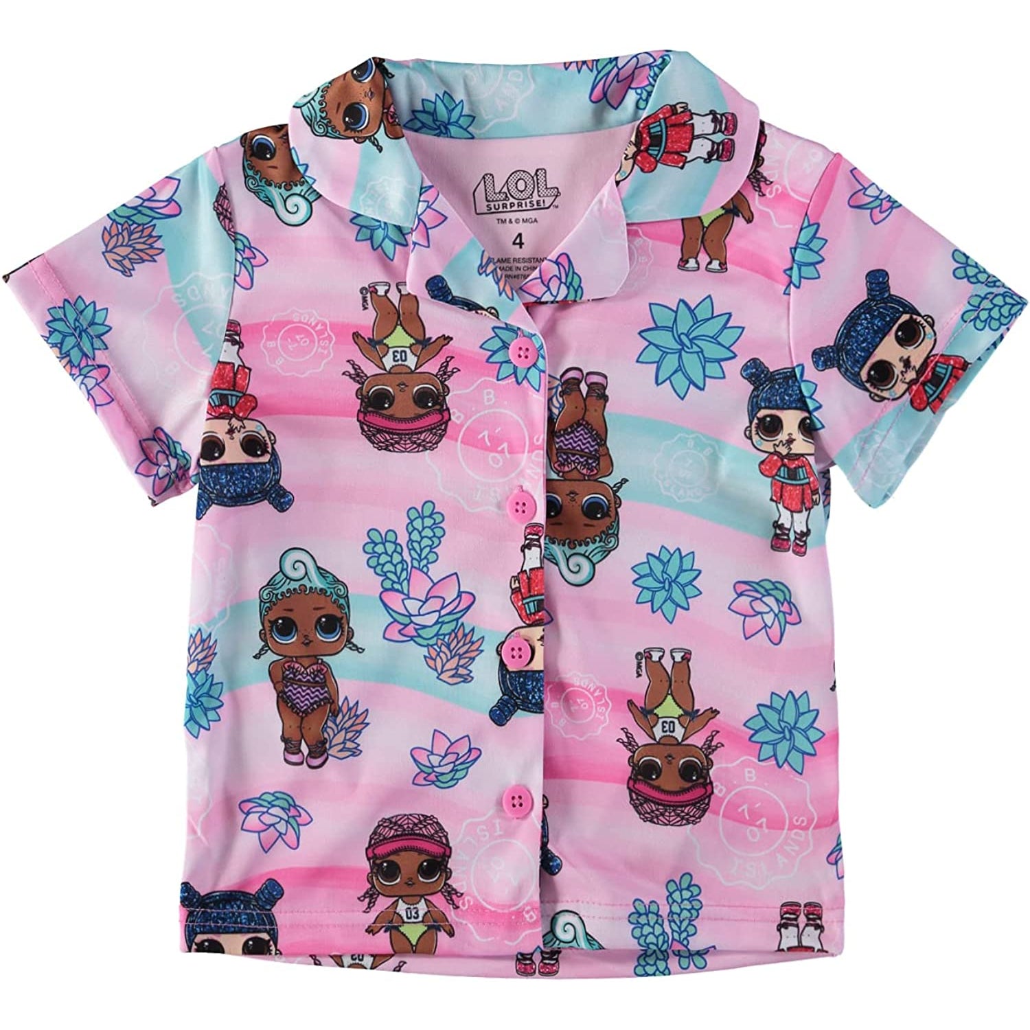 L.O.L. Surprise! Girls 4-10 2-Piece Coat Sleep Shirt with Shorts Pajama Set