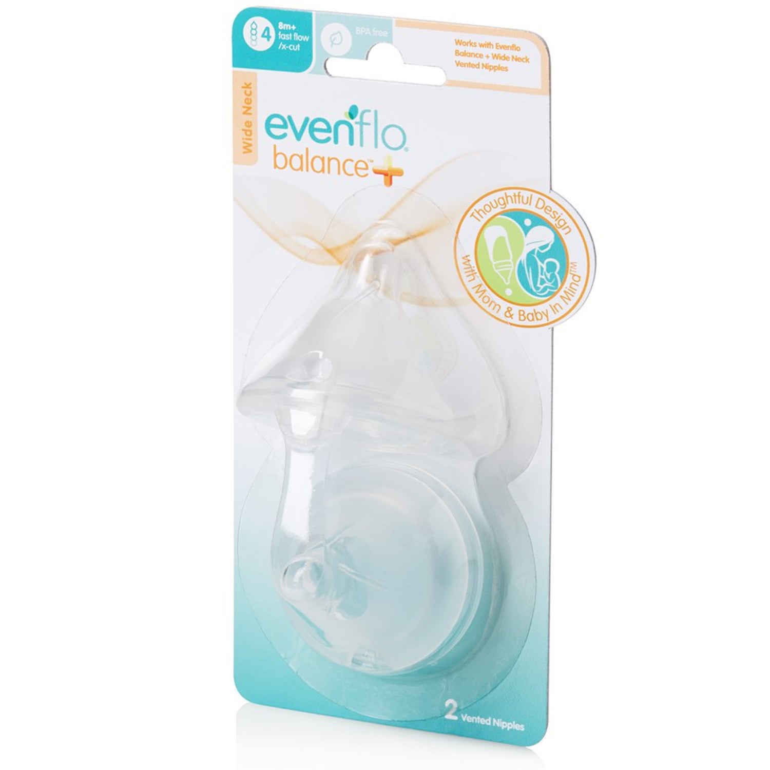 Evenflo Feeding Balance Plus Wide Neck Nipples Fast Flow X Cut 8
