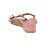 Olivia Miller Girls 11-5 Shimmer Sandal with Bow Flat Slip on Sandal Summer Shoes
