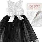 Cyndeelee Girls 4-16 Sleeveless Embroidered Floral Pearl Tulle Party Dress Wedding Party Flower Dres