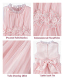 Cyndeelee Girls 4-16 Sleeveless Embroidered Ruffle Neck Tulle Party Dress Wedding Flower Girl Dress