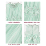 Cyndeelee Girls 4-16 Sleeveless Embroidered Ruffle Neck Tulle Party Dress Wedding Flower Girl Dress