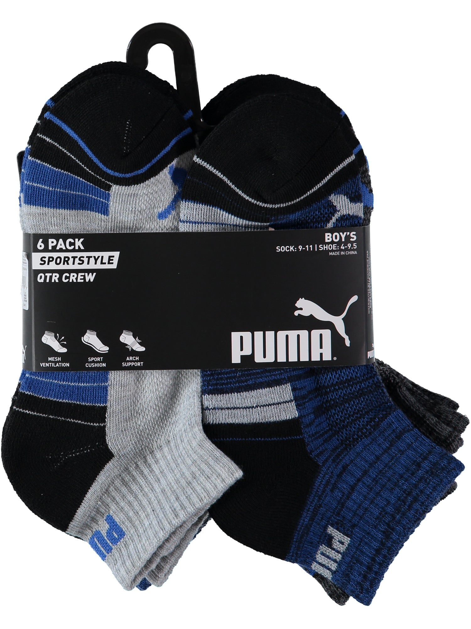 Puma Premium Cushion Quarter Crew Sock - 6 Pack