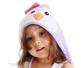 Luvable Friends Animal Face Hooded Towel, Purple Penguin
