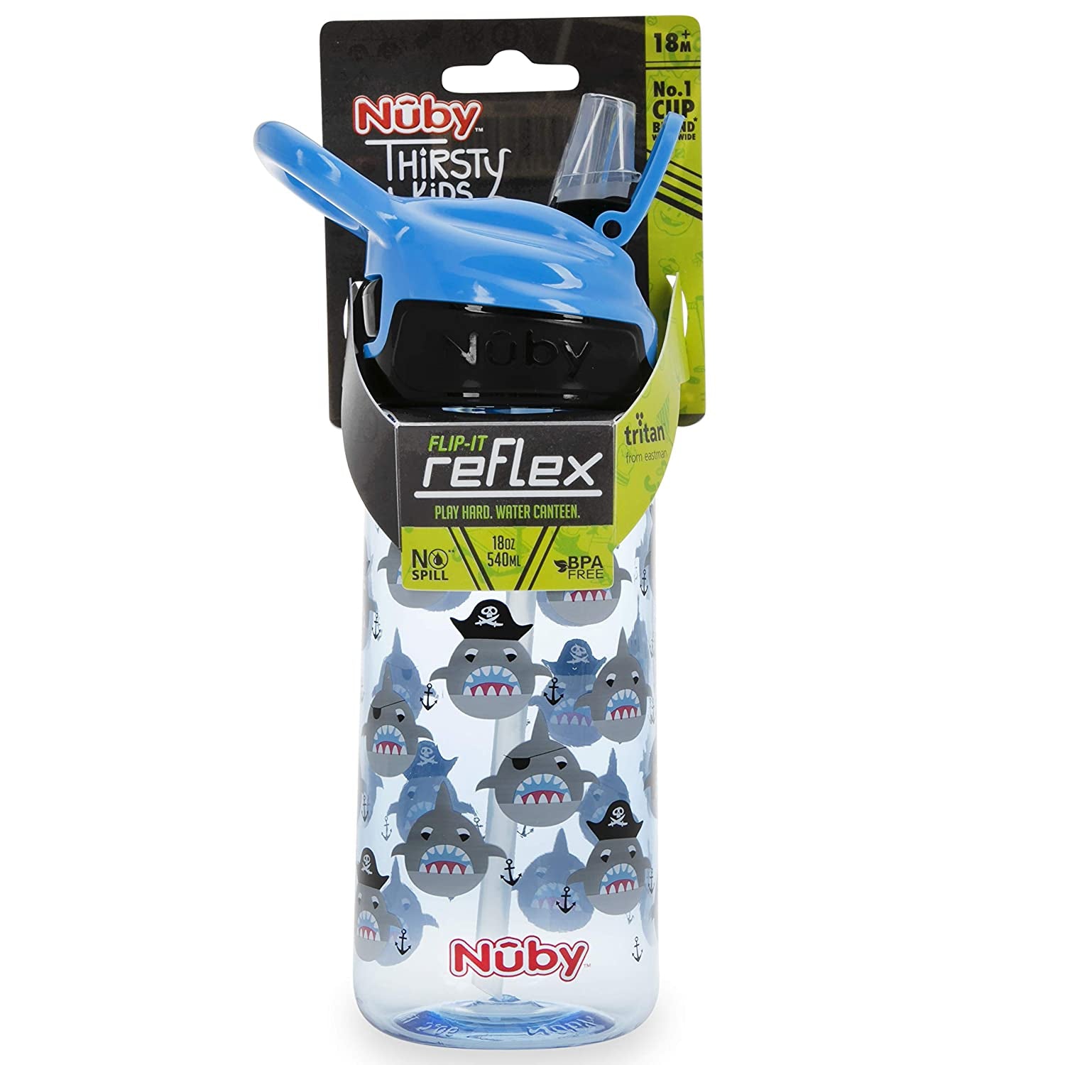 Nuby Push Button Flip-it Soft Spout Tritan Water Bottle
