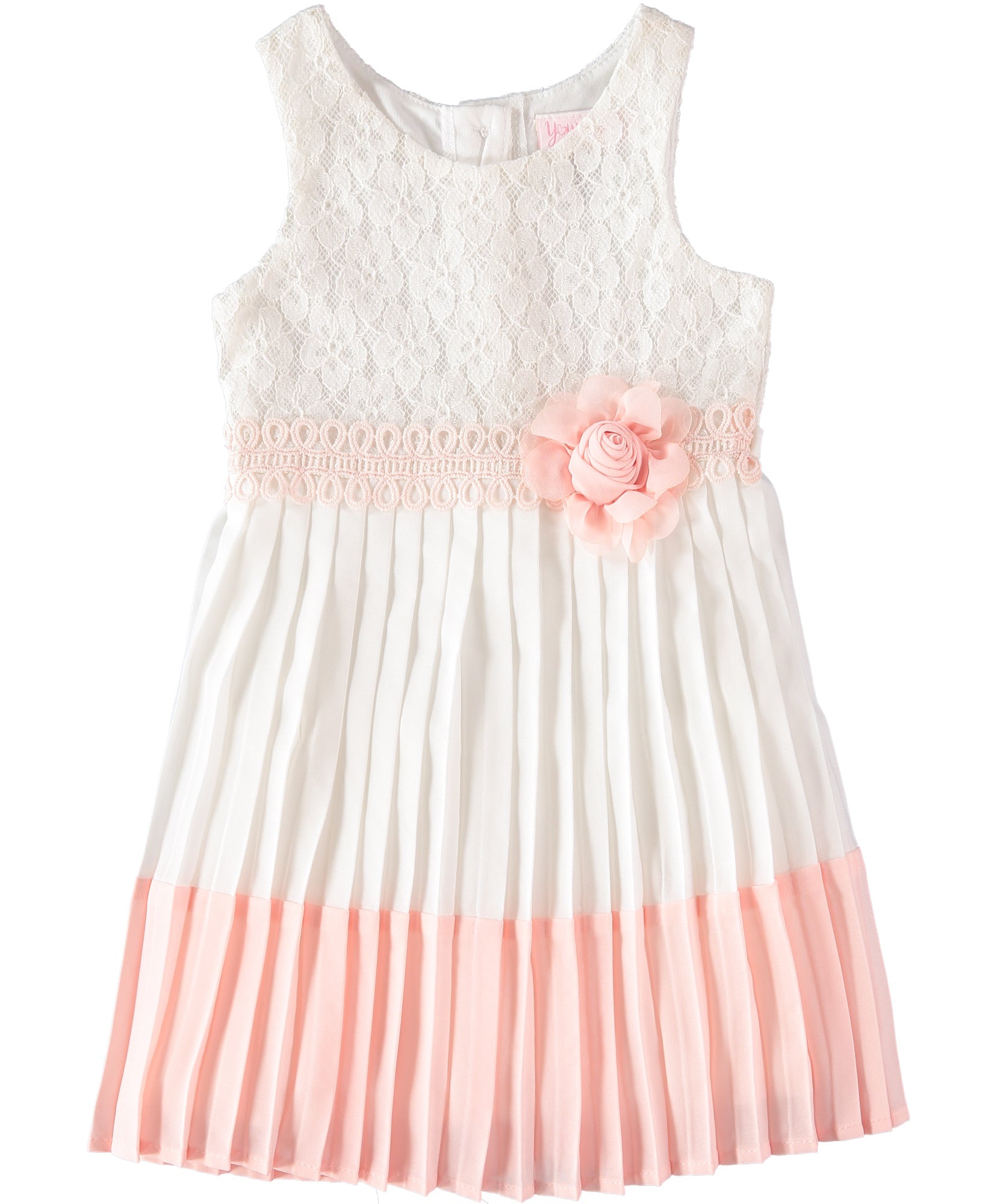 Youngland Girls Pleated Lace Dress with Shrug