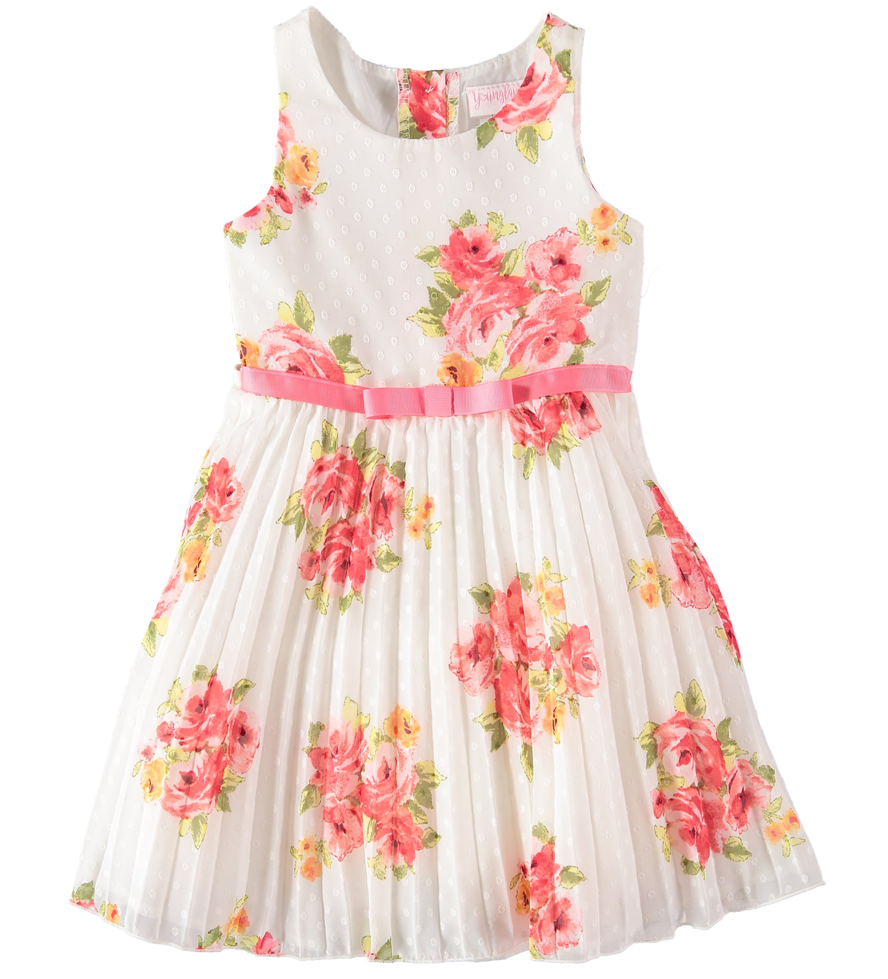 Youngland Girls Floral Pleated Shrug Dress