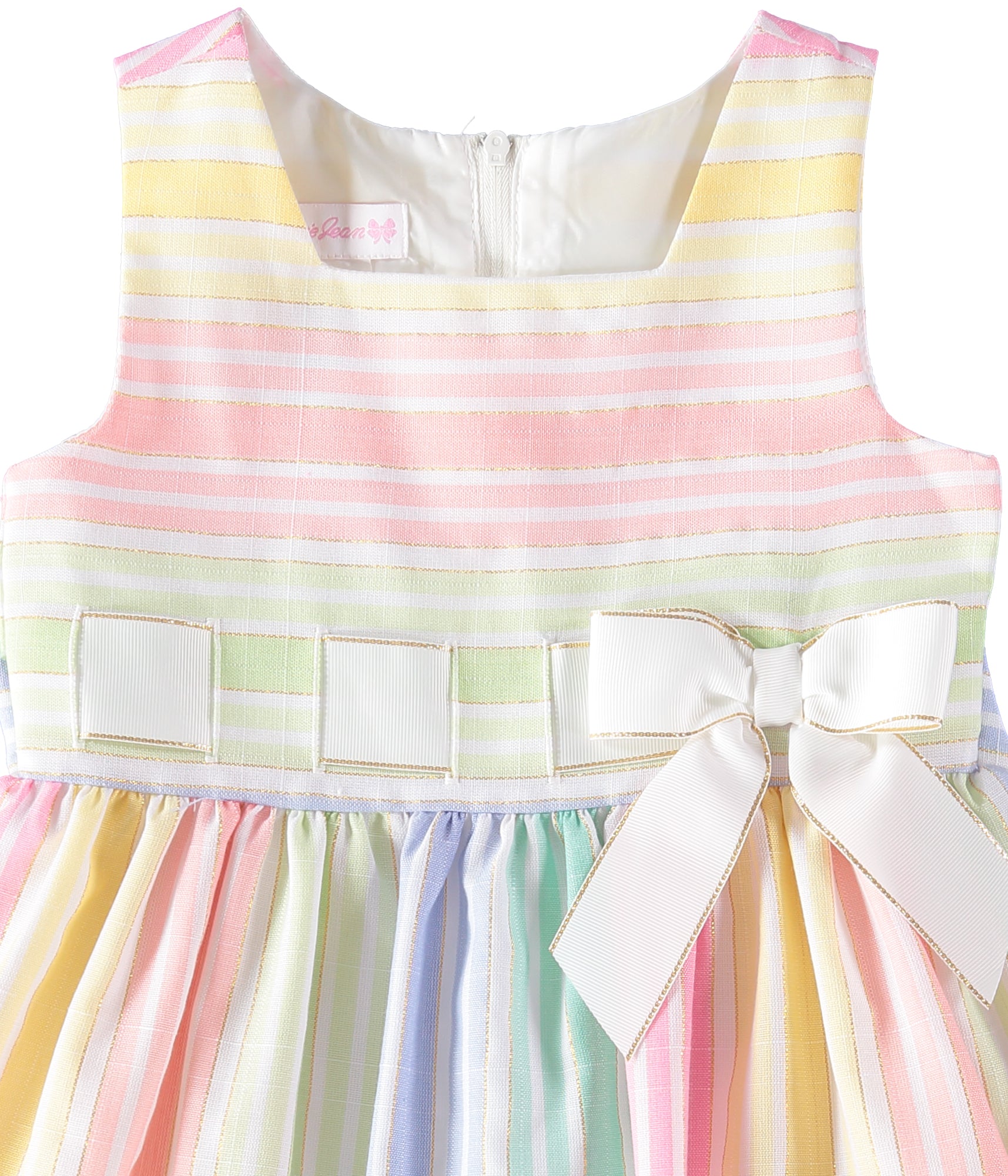 Bonnie Jean Girls 4-6X Stripe Bow Linen Dress