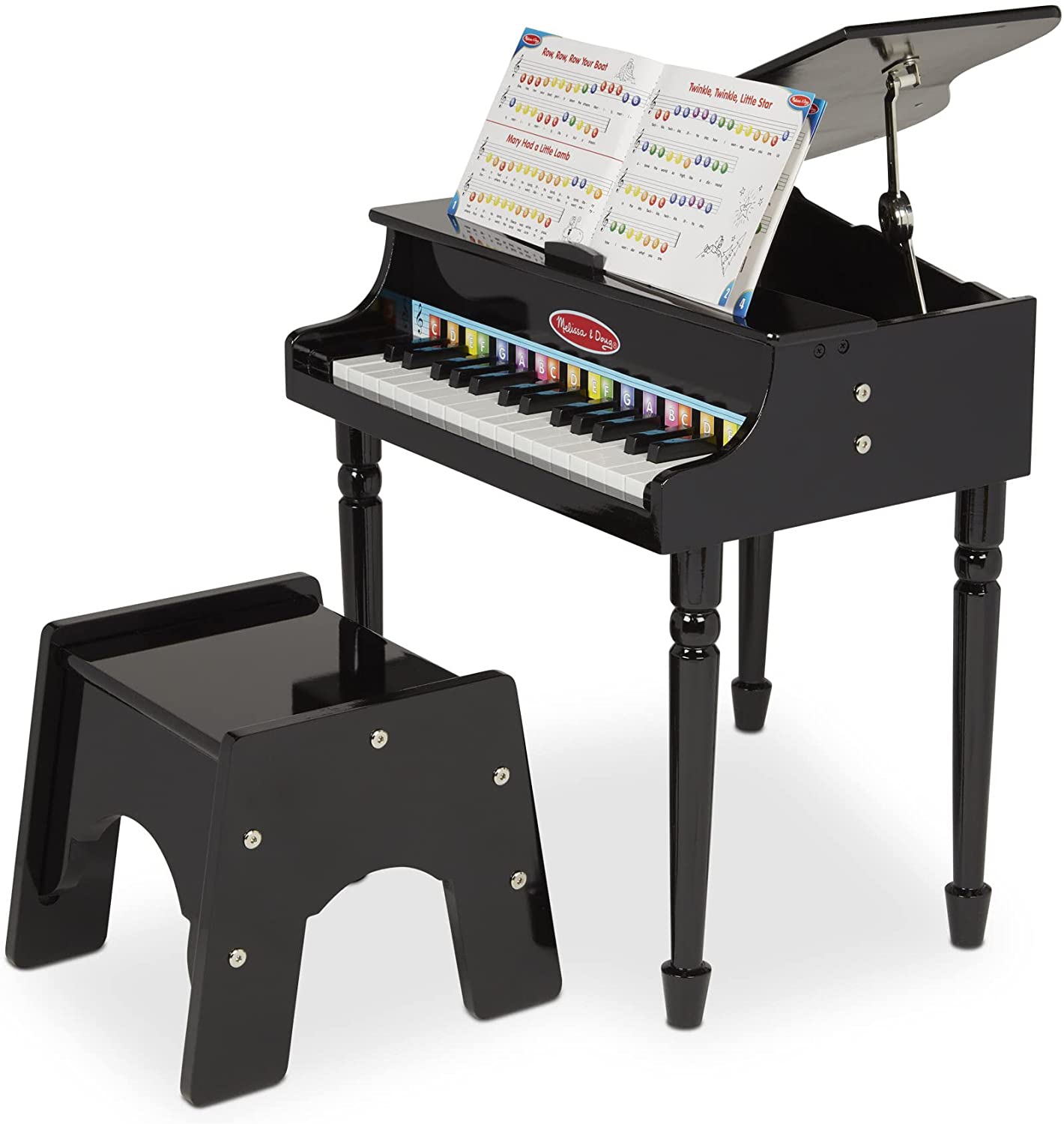 Melissa and Doug Learn-to-Play Classic Grand Piano, Mini Keyboard with 30 Hand-Tuned Keys