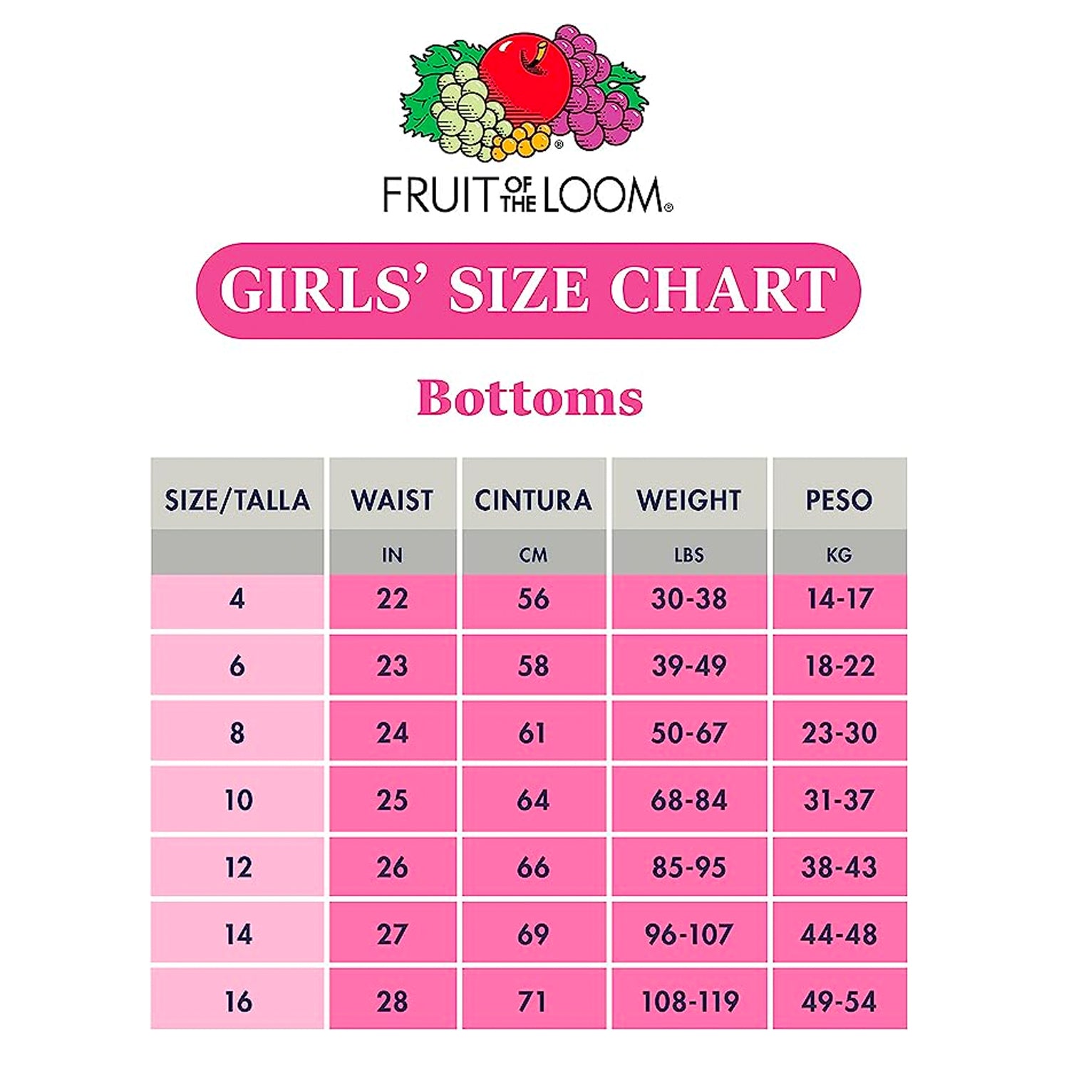 Fruit of the Loom Girls (4+)