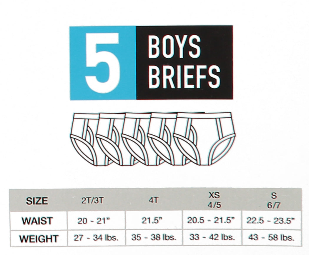 Only Boys 2T-4T 5-Pack Cotton Briefs