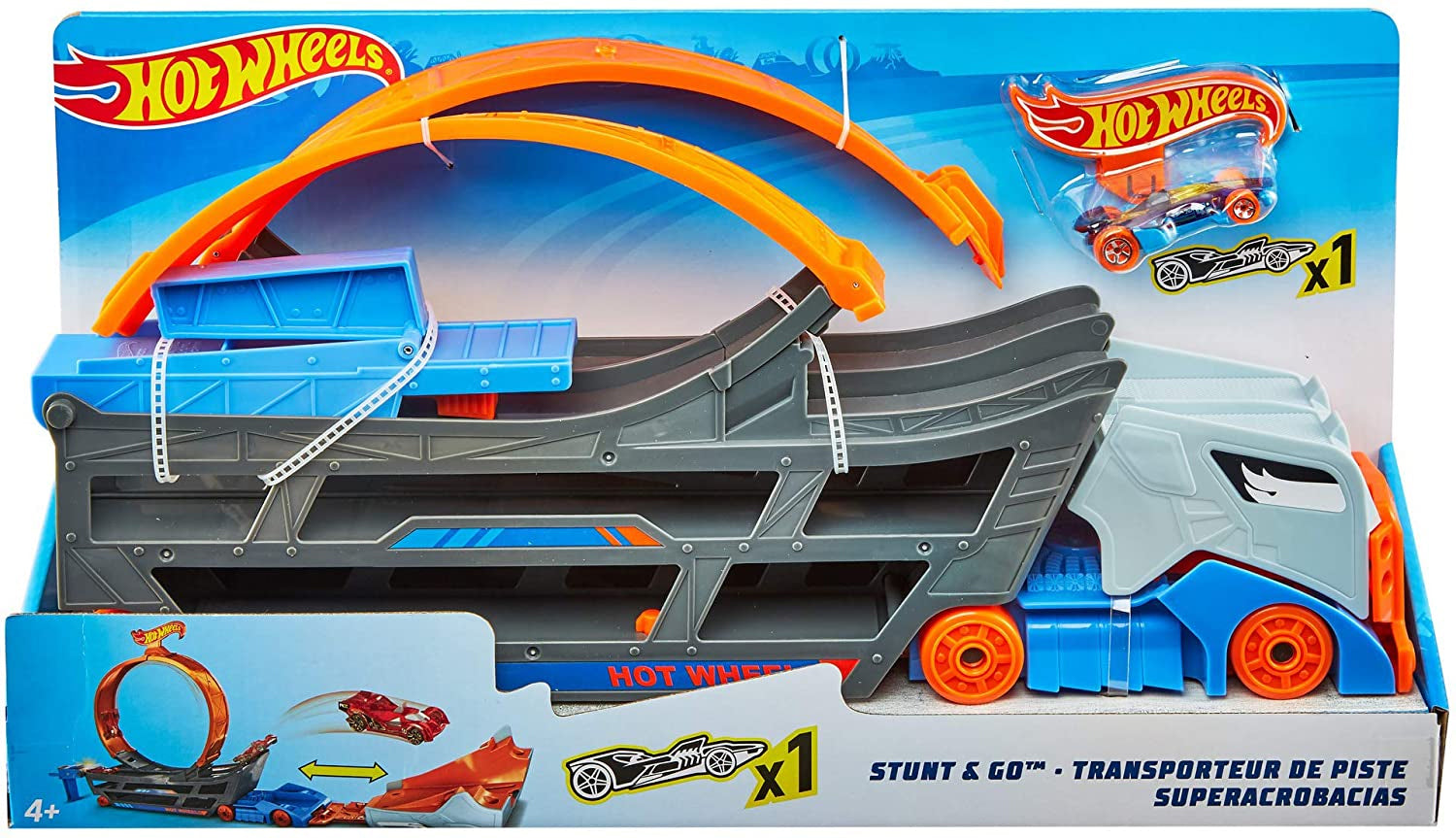 Mattel Hot Wheels Toy Car Track Set, Stunt & Go Playset with 1:64 Scal – S&D Kids