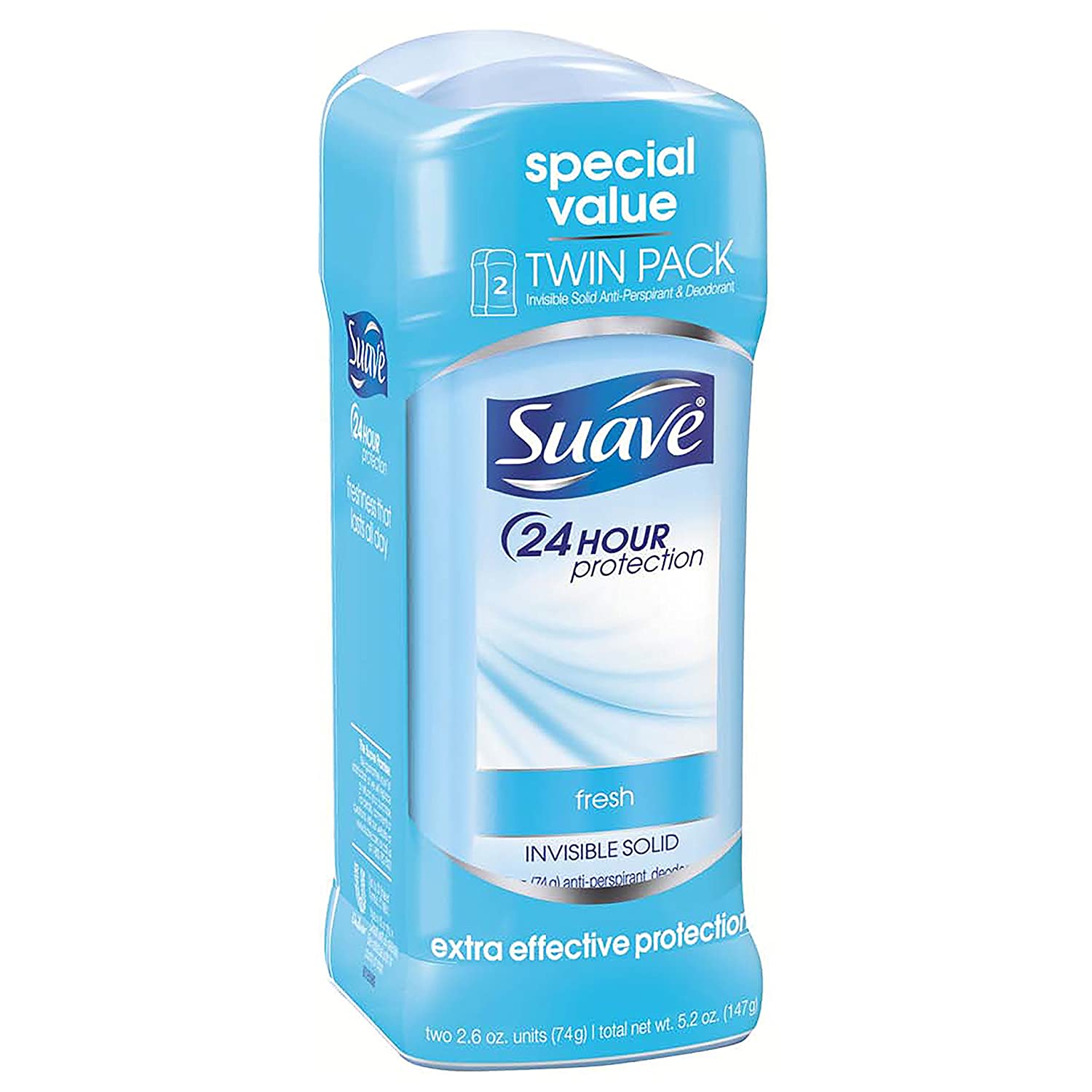 Suave Antiperspirant Deodorant, Shower Fresh 2.6 oz, Twin Pack