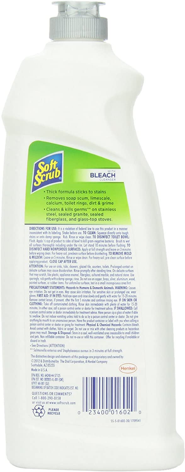Soft Scrub Cleanser with Bleach Surface Cleaner, Kills 99.9% of Germs, 24 Fluid Ounces (3 Pack)