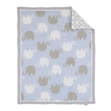 NoJo Elephant 4 Piece Nursery Crib Bedding Set, Blue/Grey/White