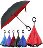 Rain Pro Reverse Folding Inverted Umbrella Windproof UV Protection with C-Shaped Handle