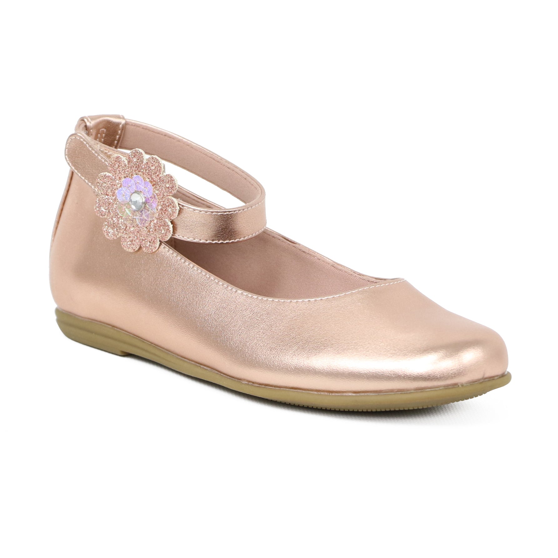 Rachel Shoes Toddler Girls 6-11 Ankle Strap Flower Ballerina Flats