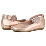 Rachel Shoes Girls 12-4 Ankle Strap Flower Ballerina Flats