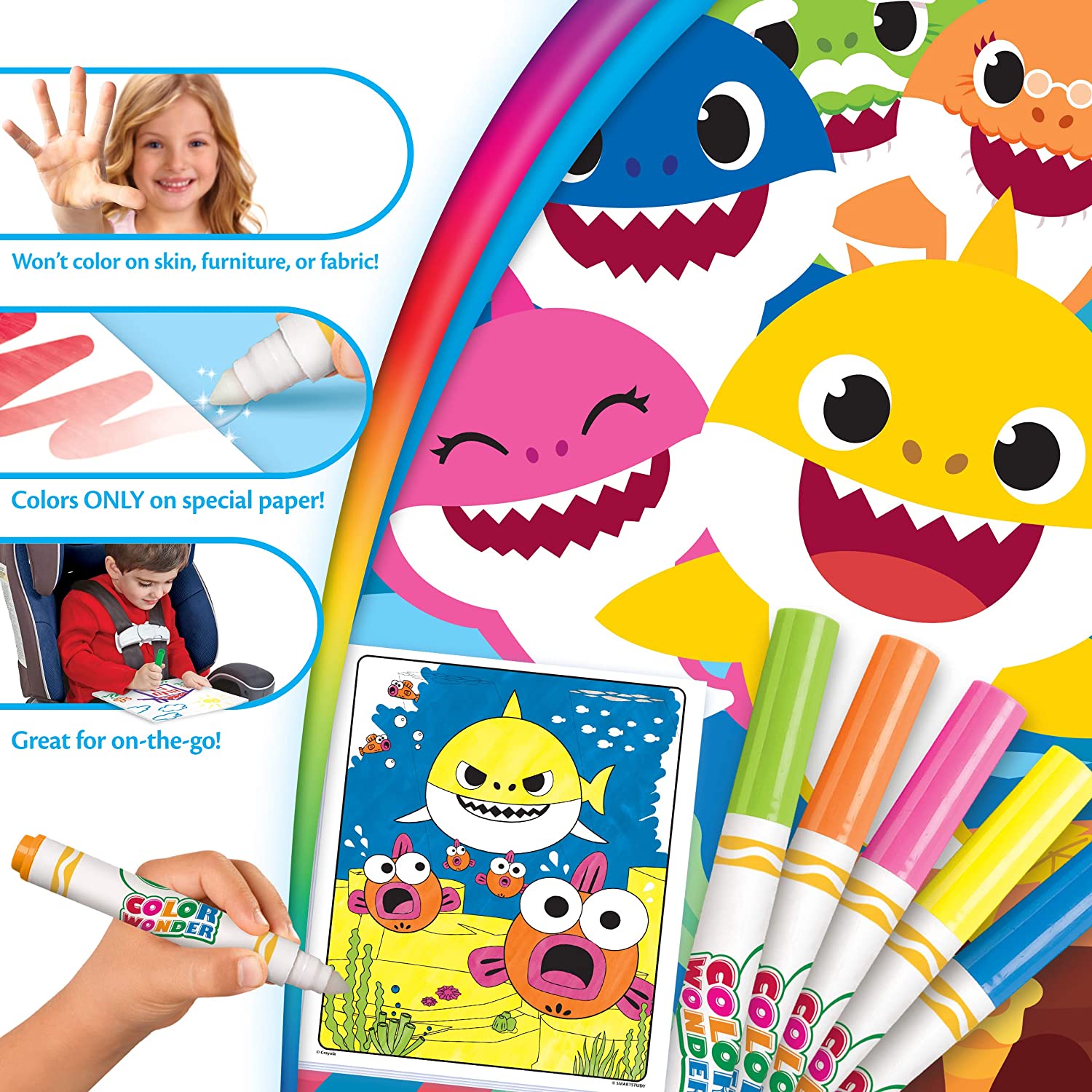 Crayola Baby Shark Wonder Pages Mess Free Coloring Gift