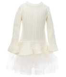 Bonnie Baby Girls 12-24 Months Long Sleeve Cable Knit Sweater Dress