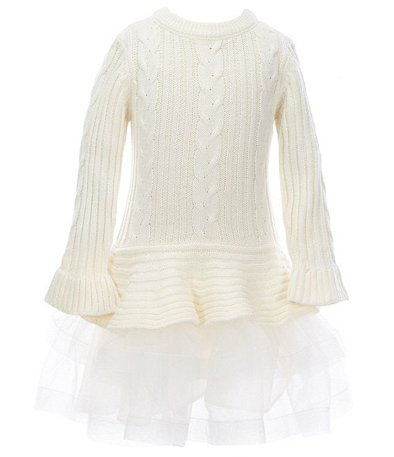 Bonnie Jean Girls 2T-4T Long Sleeve Cable Knit Sweater Dress