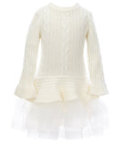 Bonnie Jean Girls 2T-4T Long Sleeve Cable Knit Sweater Dress