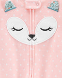 Carters Girls 2T-4T Fox Microfleece Blanket Sleeper