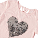 DKNY Girls 7-16 Flip Sequin Heart T-Shirt