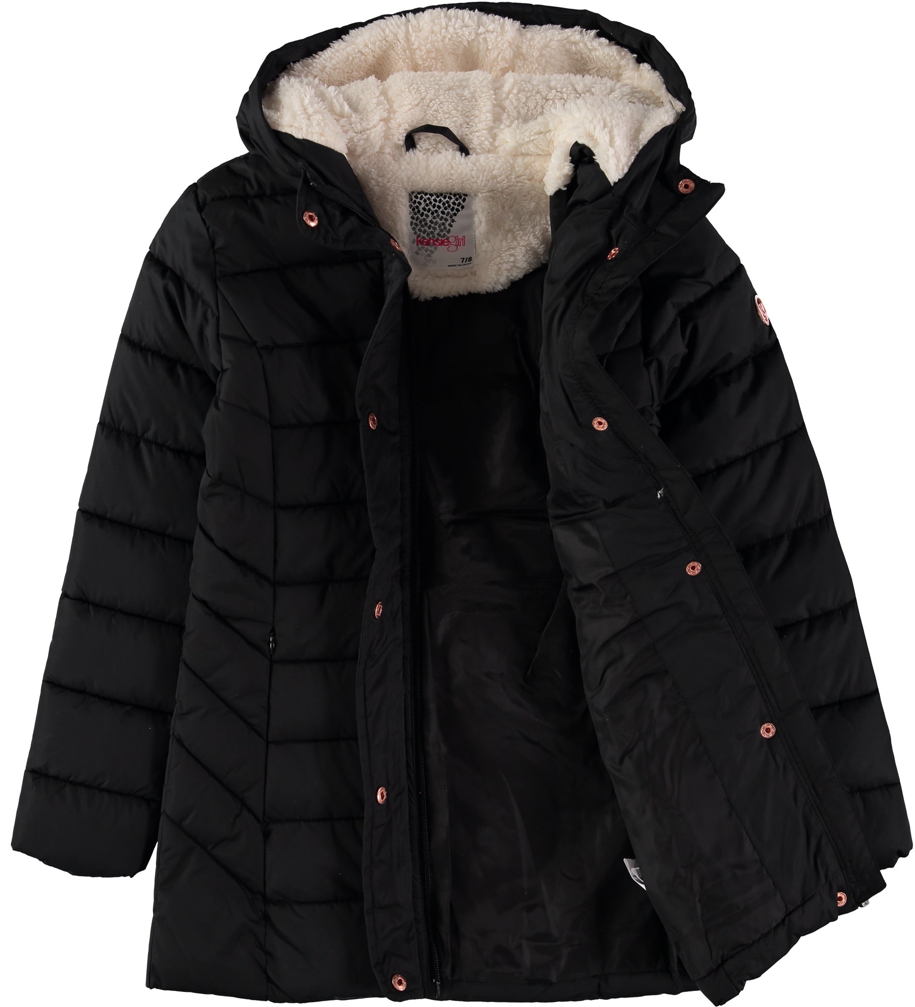 KensieGirl 7-16 Mid Length Quilted Puffer Jacket with Hood