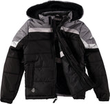 London Fog Boys 8-20 Pieced Colorblock Puffer Jacket with Hat