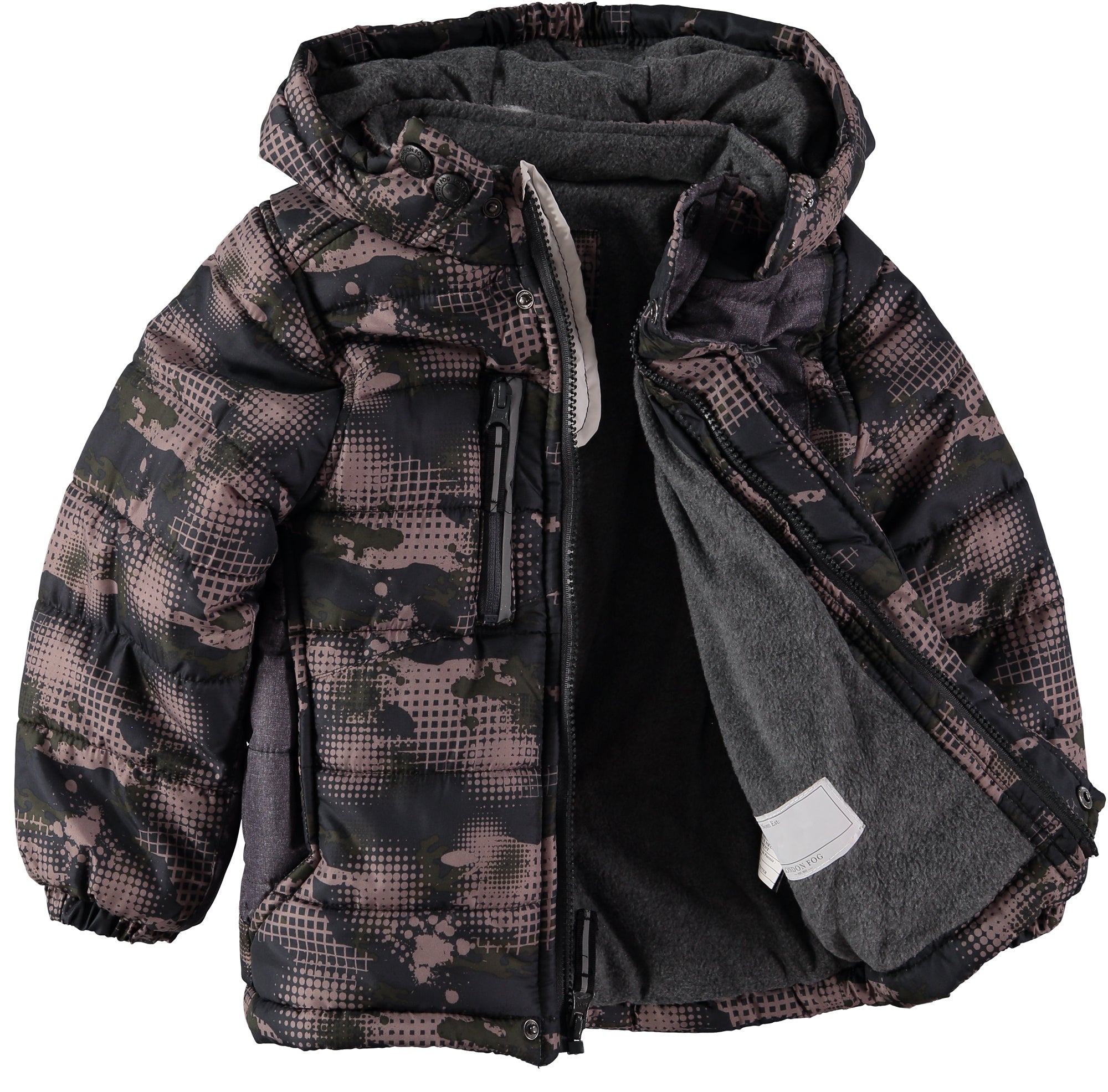 London Fog Boys 8-20 Panel Puffer Jacket with Hat