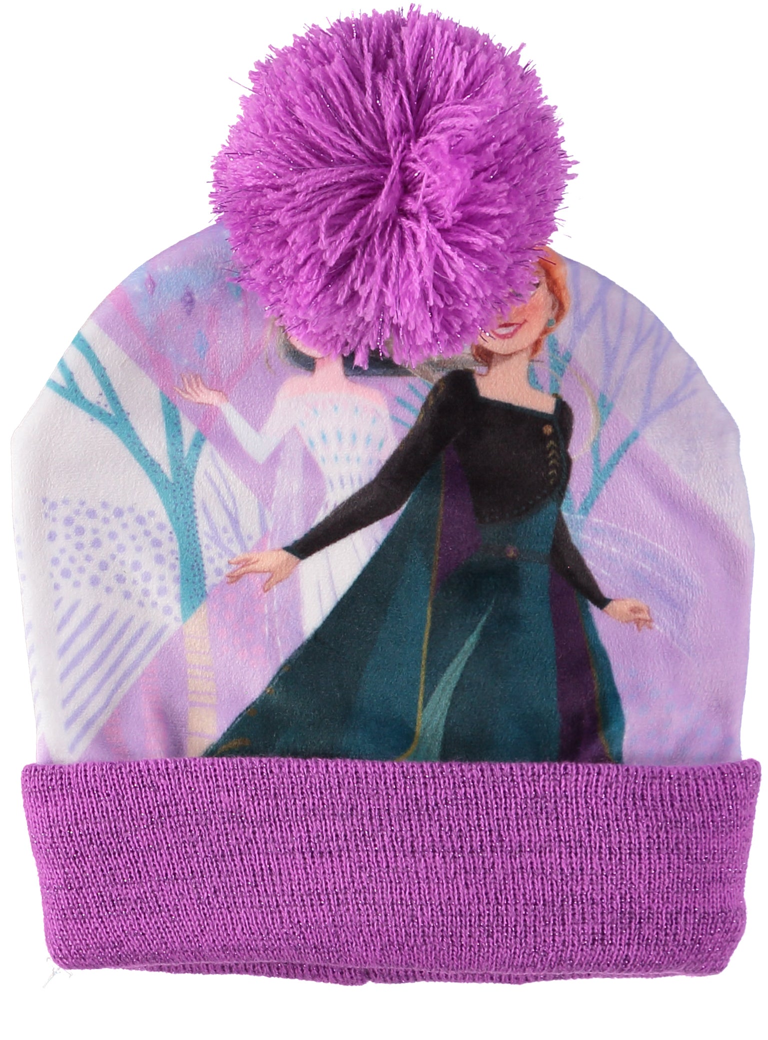 Disney Girls 2-4T Frozen Pom Hat Mitten Set