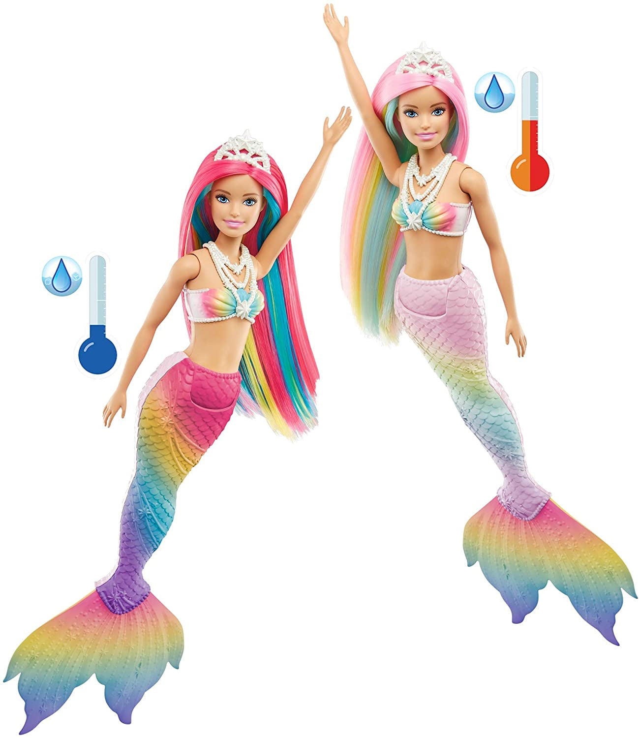 Barbie Dreamtopia Rainbow Magic Mermaid Doll with Rainbow Hair and Water-Activated Color Change Feature
