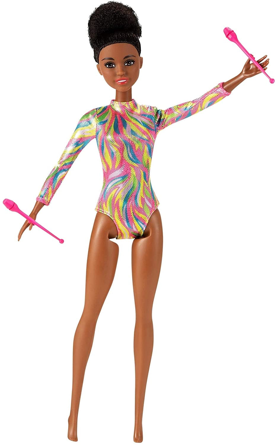 Barbie Rhythmic Gymnast with Colorful Metallic Leotard, 2 Batons