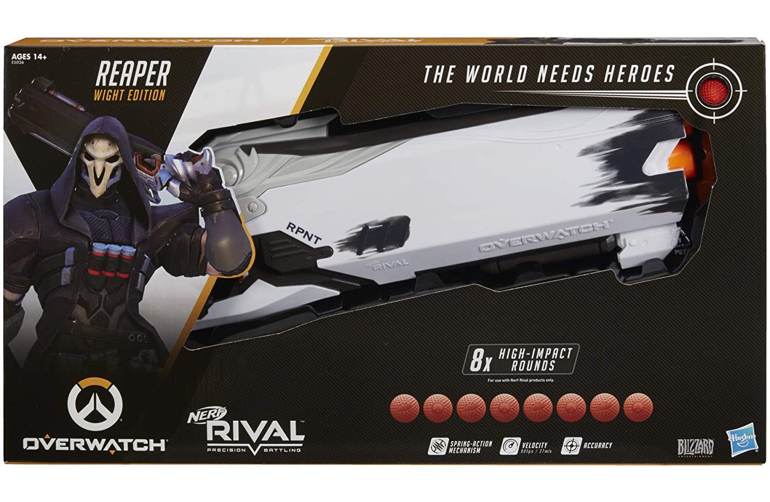 Nerf Overwatch Reaper (Wight Edition) & 8 Overwatch Nerf Rival Rounds
