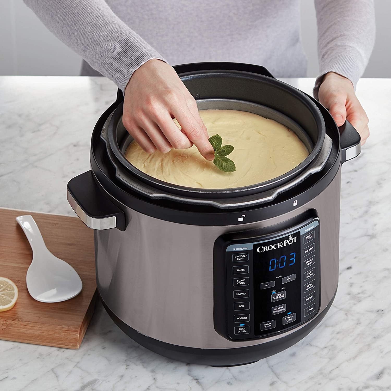 Crock-pot 8-Quart Multi-Use XL Express Crock Programmable Slow Cooker with Manual Pressure, Boil & Simmer, 8qt, Stainless Steel