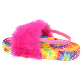 Stepping Stones Baby Girls and Toddler Girls Shoe Size 4-6 Tie Dye Fur Slide Sandal