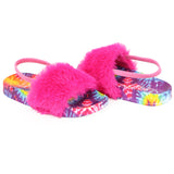 Stepping Stones Toddler Girls and Little Girls Shoe Size Tie Dye Fur Slide Sandal