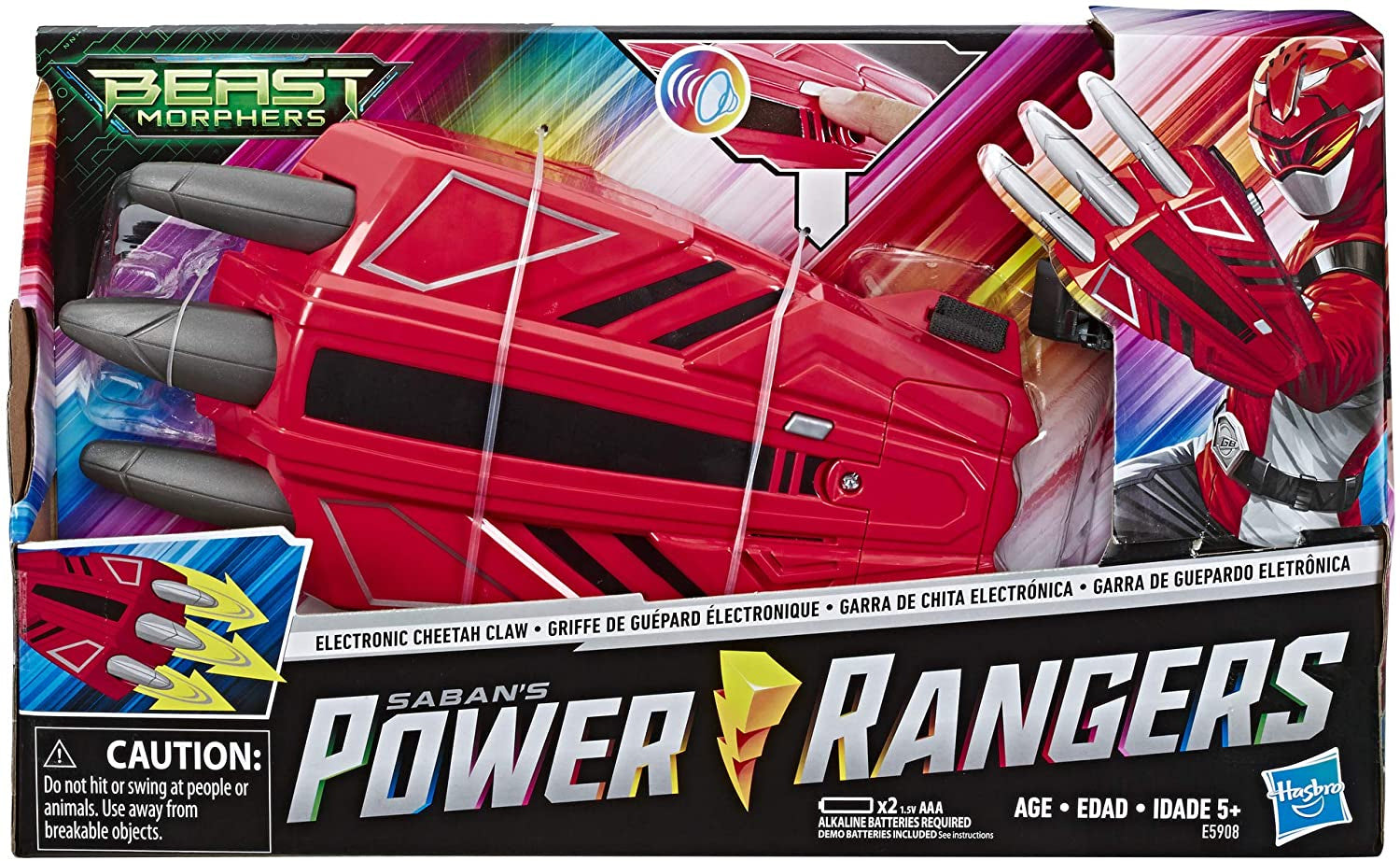 Hasbro Power Rangers Beast Morphers Electronic Cheetah Claw, Red Ranger
