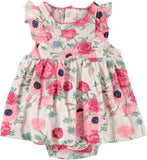 Rene Rofe Baby Girls 0-9 Months Floral Sundress Bodysuit with Hat